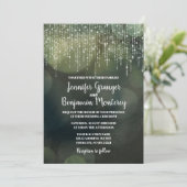 Glam White Fairy Lights green BOKEH Wedding Kaart (Staand voorkant)