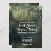 Glam White Fairy Lights green BOKEH Wedding Kaart (Voorkant / Achterkant)