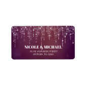 Glam White Fairy Lights paarse roze bokeh Etiket (Voorkant)