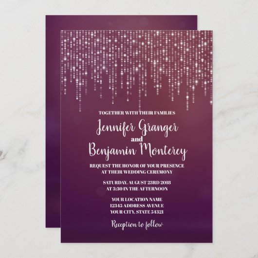 Glam White Fairy Lights ROZE BOKEH bruiloft Kaart (Voorkant / Achterkant)