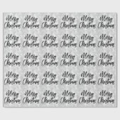 Glam White Floral Glitter Merry Kerstscript Cadeaupapier (Vlak)
