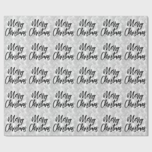 Glam White Floral Glitter Merry Kerstscript Cadeaupapier (Vlak)