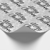 Glam White Floral Glitter Merry Kerstscript Cadeaupapier (Hoek)
