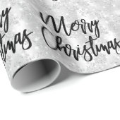 Glam White Floral Glitter Merry Kerstscript Cadeaupapier (Rol Hoek)