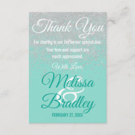 Glam White Glitter Sparkles Blauwgroen Bedankt