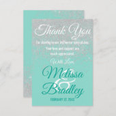 Glam White Glitter Sparkles Blauwgroen Bedankt (Voorkant / Achterkant)