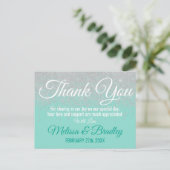 Glam White Glitter Sparkles Blauwgroen Bedankt Briefkaart (Staand voorkant)