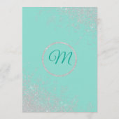 Glam White Glitter Sparkles Blauwgroen bruiloft pr Programmakaart (Achterkant)