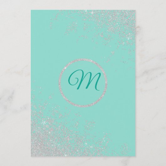 Glam White Glitter Sparkles Blauwgroen bruiloft pr Programmakaart (Achterkant)