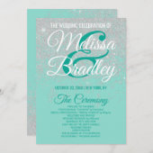 Glam White Glitter Sparkles Blauwgroen bruiloft pr Programmakaart (Voorkant / Achterkant)