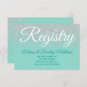 Glam White Glitter Sparkles Blauwgroen Gift Regist Informatiekaartje (Voorkant / Achterkant)