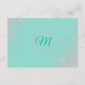 Glam White Glitter Sparkles Blauwgroen Gift Regist Informatiekaartje (Achterkant)
