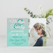 Glam White Glitter Sparkles Blauwgroen Save the Da Kaart (Staand voorkant)