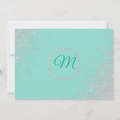 Glam White Glitter Sparkles Blauwgroen Save the Da Kaart (Achterkant)