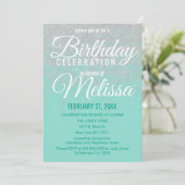 Glam White Glitter Sparkles Blauwgroen Verjaardags Kaart (Staand voorkant)