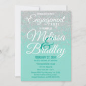 Glam White Glitter Sparkles Blauwgroen Verloving Kaart (Voorkant)