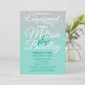 Glam White Glitter Sparkles Blauwgroen Verloving Kaart (Staand voorkant)