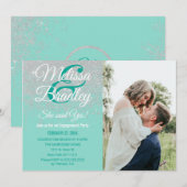 Glam White Glitter Sparkles Blauwgroen Verloving Kaart (Voorkant / Achterkant)