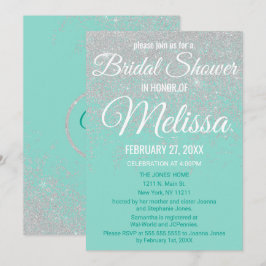 Glam White Glitter Sparkles Blauwgroen Vrijgezelle Kaart