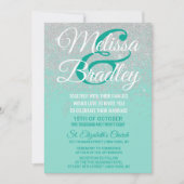 Glam White Glitter Sparkles Blauwgroen Weddenschap Kaart (Voorkant)