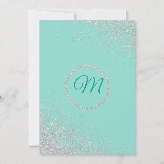 Glam White Glitter Sparkles Teal Getuige van de Br Kaart (Achterkant)