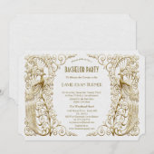 Glam White Gold Art Deco Pauwels Bachelor Party Kaart (Voorkant / Achterkant)