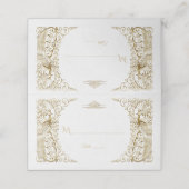 Glam White Gold Art Deco Peacocks Weddenschap Plaatskaartje (Buitenkant ongevouwen)