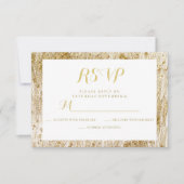 Glam White gold glitter grenst elegant bruiloft RSVP Kaartje (Voorkant)