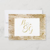 Glam White gold glitter grenst elegant bruiloft RSVP Kaartje (Achterkant)