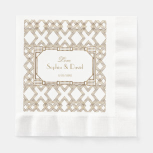 Glam White Gold Great Gatsby Bruiloft Servet