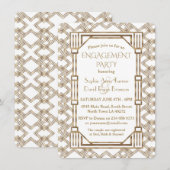 Glam White Gold Great Gatsby Engagement Party Kaart (Voorkant / Achterkant)