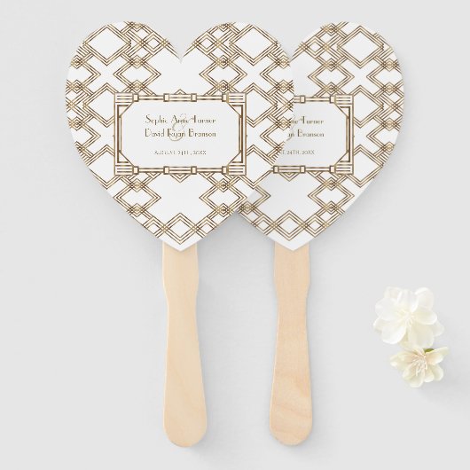 Glam White Gold Great Gatsby Wedding Handwaaier (Voorkant en achterkant)