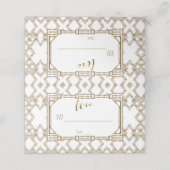 Glam White Gold Great Gatsby Wedding Plaatskaartje (Buitenkant ongevouwen)