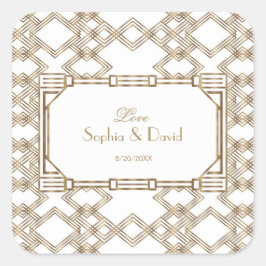 Glam White Gold Great Gatsby Wedding Vierkante Sticker