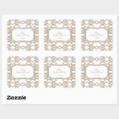 Glam White Gold Great Gatsby Wedding Vierkante Sticker (Vel)