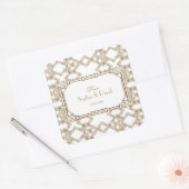 Glam White Gold Great Gatsby Wedding Vierkante Sticker (Envelop)