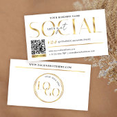 Glam White & Gold Let's Get Social Media QR Code Visitekaartje