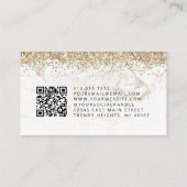 Glam White Gold Marble Eyes QR Code Microblading Visitekaartje (Achterkant)