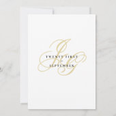 Glam white gold monogram initiaal florale bruiloft kaart (Achterkant)