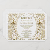 Glam White Goud Art Deco Pauwels Bachelorfeest Kaart (Voorkant / Achterkant)