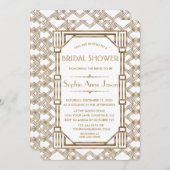 Glam White Goud Great Gatsby Bruidsdouche Kaart (Voorkant / Achterkant)