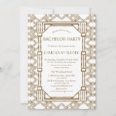 Glam White Goud Great Gatsby Jaren 20 Bachelorfees Kaart (Voorkant)