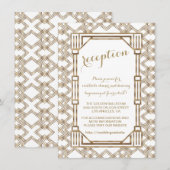 Glam White Goud Great Gatsby Trouwreceptie Kaart (Voorkant / Achterkant)