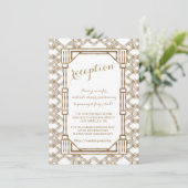 Glam White Goud Great Gatsby Trouwreceptie Kaart (Staand voorkant)