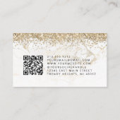 Glam White Goud Marmer Ogen QR Code Microblading Visitekaartje (Achterkant)