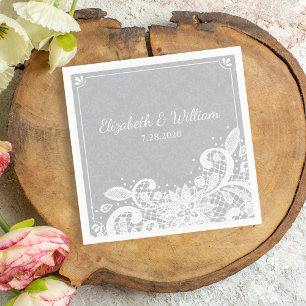 Glam White Lace Rustic Wedding Custom Servetten
