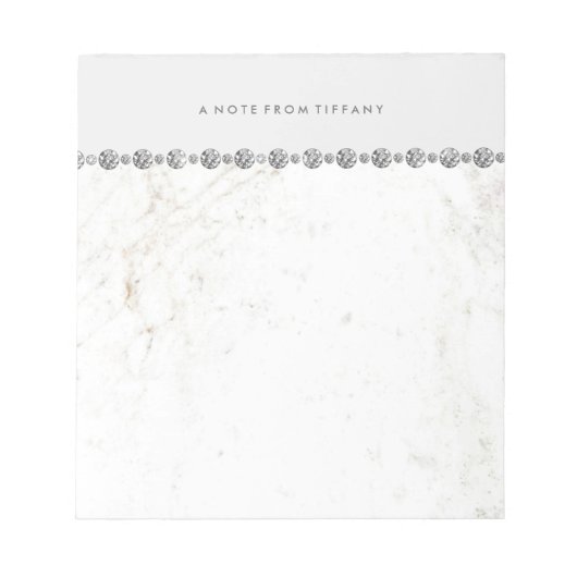 Glam White Marble and Diamond: kijk naar zachte gr Notitieblok (Voorkant)