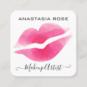 Glam White & Pink Lips Kiss Lipstick Make-up Artis Vierkante Visitekaartje