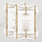 Glam White Roaring 20: Grote Gatsby Baptism Kaart (Voorkant / Achterkant)
