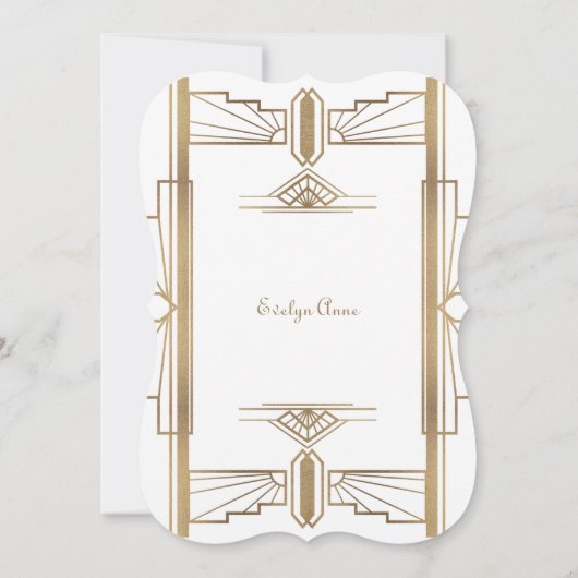 Glam White Roaring 20: Grote Gatsby Baptism Kaart (Achterkant)